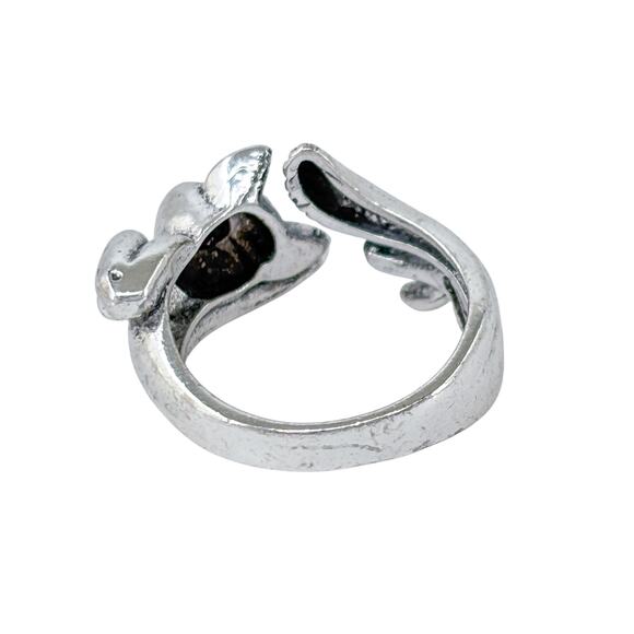 Cat Kitten Wrap Ring | Playful Animal Design | Vintage Sterling Silver | Size 6 - Picture 4 of 9